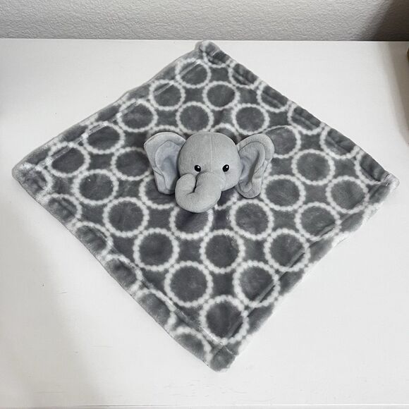 Hudson Baby HB Gray Elephant Circles Security Blanket Lovey Lovie Blankie - Picture 4 of 8